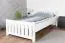 Letto singolo bianco in legno massiccio di faggio 107, rete a doghe inclusa, superficie di riposo 100 x 200 cm, letto moderno per ospiti, stabile e durevole, design robusto