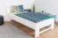 Letto singolo, letto per ospiti durevole in faggio massiccio 111, bianco, incl. rete a doghe, dimensioni del materasso 100 x 200 cm