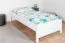 Letto bambini e ragazzi in legno massiccio di faggio 117 | Bianco moderno | Rete a doghe inclusa | 90 x 200 cm