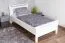 Letto singolo 100x200 cm in pino massiccio bianco | Design moderno | Rete a doghe inclusa