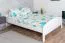 Letto singolo bianco, letto moderno per ospiti in pino massiccio 87A, rete a doghe inclusa, dimensioni del materasso 140 x 200 cm, alta qualità del legno, montaggio semplice