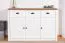 Cassettiera Segnas 02 | Bianco pino e marrone rovere | 88 x 130 x 43 cm | 3 cassetti, 3 ante