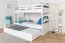 Letto a castello "Easy Premium Line" K18/h in faggio massello bianco, incl. letto a scomparsa e 2 pannelli laterali - 90 x 200 cm, testiera forata, divisibile
