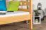 Letto a castello per adulti "Easy Premium Line" K19/n, testiera e pediera con fori, legno massiccio di faggio naturale - 90 x 190 cm (L x L), divisibile