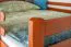 Letto a soppalco 140 x 200 cm "Easy Premium Line" K23/n, legno massiccio di faggio laccato color ciliegio, divisibile