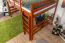 Letto a soppalco 140 x 200 cm "Easy Premium Line" K23/n, legno massiccio di faggio laccato color ciliegio, divisibile