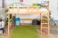Letto a soppalco 160 x 190 cm per adulti "Easy Premium Line" K23/n, legno massiccio di faggio laccato naturale, divisibile