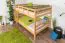 Letto a castello 140 x 200 cm per adulti "Easy Premium Line" K24/n, testiera e pediera dritte, legno massiccio di faggio naturale, laccato, divisibile