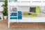 Letto a castello per adulti "Easy Premium Line" K24/n, testata e pediera dritte, legno massiccio di faggio, laccato bianco - base materasso: 120 x 190 cm, divisibile