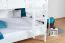 Letto a castello 140 x 190 cm per adulti "Easy Premium Line" K24/n, testiera e pediera dritte, legno di faggio massiccio, laccato bianco, divisibile