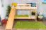 Letto a castello con scivolo 80 x 200 cm | faggio massello naturale laccato | divisibile in due letti singoli | Easy Premium Line K26/n