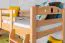 Letto a castello con scivolo 80 x 200 cm | faggio massello naturale laccato | divisibile in due letti singoli | Easy Premium Line K26/n
