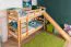 Letto a castello con scivolo 90 x 190 cm | Faggio massello naturale laccato | Divisibile in due singoli | Easy Premium Line K27/n