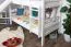 Letto a castello bianco con scivolo 80 x 200 cm | Faggio massello laccato | Divisibile in due letti singoli | Easy Premium Line K27/n