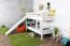 Letto a soppalco bianco con scivolo 80 x 190 cm | Faggio massiccio laccato | Divisibile in due letti | Easy Premium Line K29/n