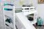 Letto a castello bianco con scivolo 90 x 190 cm | faggio massello laccato | divisibile | Easy Premium Line K29/n
