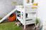 Letto a soppalco bianco con scivolo 80 x 190 cm | Faggio massiccio laccato | Divisibile in due letti | Easy Premium Line K29/n