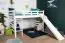 Letto a soppalco bianco con scivolo 140 x 190 cm | Trasformabile in letto singolo | Faggio massiccio laccato | Easy Premium Line K31/n