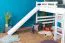 Letto a soppalco bianco con scivolo 160 x 200 cm | Faggio massiccio laccato | Trasformabile in singolo | Easy Premium Line K31/n