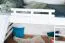 Letto a soppalco bianco con scivolo 160 x 200 cm | Faggio massiccio laccato | Trasformabile in singolo | Easy Premium Line K31/n