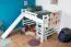 Letto a soppalco bianco con scivolo 160 x 200 cm | Faggio massiccio laccato | Trasformabile in singolo | Easy Premium Line K31/n