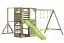 Torretta gioco "S6A", incl. scivolo a onde, altalena doppia, sabbiera, parete da arrampicata, rete in corda e barra orizzontale - 380 x 460 cm (l x p)