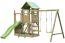 Torretta gioco "S7A", incl. scivolo a onde, struttura per altalena doppia, sabbiera, parete da arrampicata, barra orizzontale e scala in corda - 490 x 380 cm (l x p)