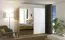 Armadio scorrevole Palanka 06 | Bianco lucido & rovere Artisan | Specchio | 2 barre appendiabiti | 10 scomparti | 210 x 217 x 62,5 cm