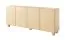 Madia "Bizerta" 02, color rovere Vicenza, gambe: legno, 4 ante, 8 scomparti, bordi in ABS, funzione "push-to-open", 200 x 38 x 80 cm