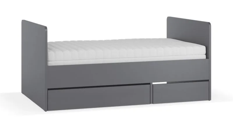 Letto singolo estensibile Miriany 19 grafite | 2 cassetti | rete a doghe sollevabile | 90 x 160-200 cm