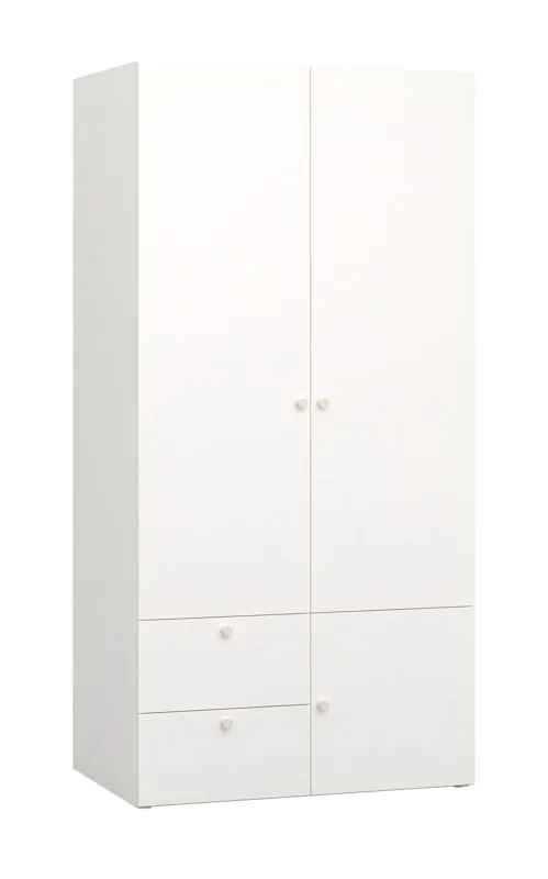 Armadio con ante battenti Aenna 26 | LED integrato | Bianco/Indaco | 202,5 x 100,5 x 60 cm | 2 cassetti, 6 vani