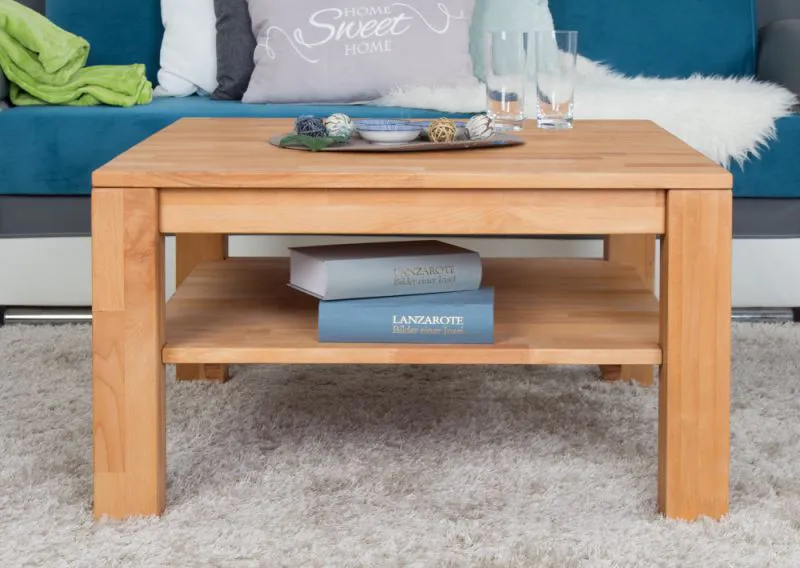 Tavolino salotto "Wooden Nature" 122 | Faggio massello | 80 x 80 x 45 cm | Design moderno