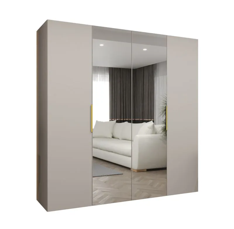 Armadio battente Korab 88 | 2 ante specchio | Cashmere e oro | 2 scomparti | 2 metri | Soft-Close