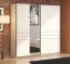 Armadio ad ante scorrevoli "Petrovac" 07, bianco opaco, 1 anta a specchio, 2 ripiani, 2 barre appendiabiti, bordi in ABS, 220 x 61 x 217,5 cm
