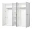 Armadio a battente Bogati 01 | Bianco lucido con specchio | 4 ante, 7 scomparti, 2 barre appendiabiti | 206 x 223,5 x 55,5 cm