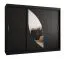 Armadio scorrevole nero 2,5 m | 5 scomparti | 2 ante a specchio | 2 barre appendiabiti | Guide in alluminio
