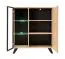 Vetrinetta moderna Nordkapp 04 | Hickory Jackson/Nero | 6 scomparti | LED | 102x90x40 cm