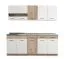 Cucina "Kolubara" 07, grigio rovere / bianco, maniglie: argento, 3 cassetti, bordi in ABS, lunghezza 200 cm
