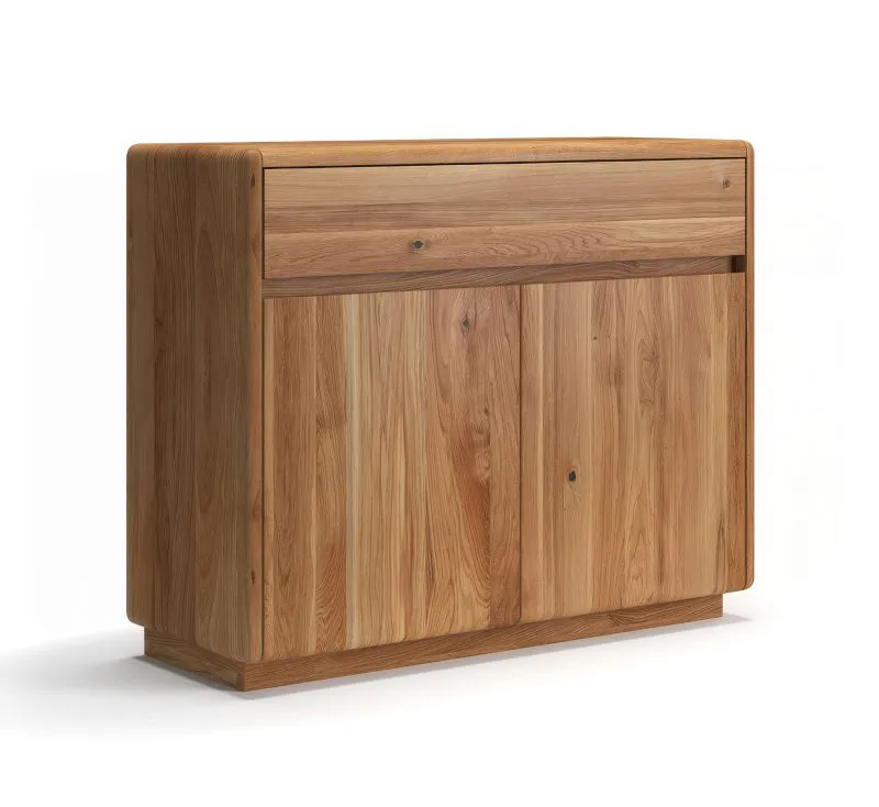 Madia "Venant" 04, rovere massello, oliato, 2 ante, 2 scomparti, 1 cassetto, funzione “push-to-open”, Sistema Soft Close, 107 x 40 x 85 cm