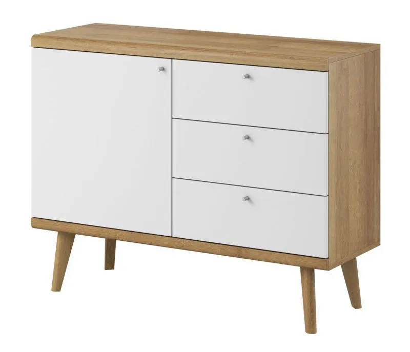 Cassettiera Maryhill 05 | Rovere Riviera e Bianco | 83 x 107 x 40 cm | 1 anta a battente, 2 scomparti