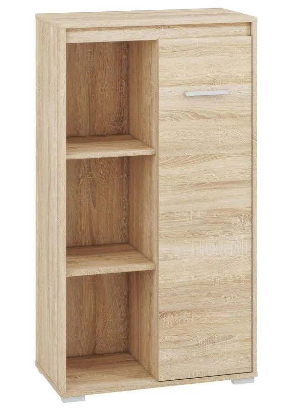 Cassettiera "Mochis" 08 | Rovere Sonoma chiaro | 3 inserti colorati | 123 x 69 x 34 cm | 1 porta, 6 scomparti
