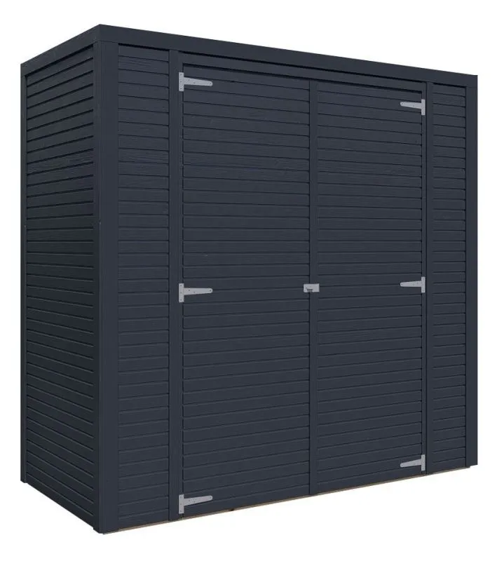 Capanno per attrezzi, antracite, porta doppia in legno massiccio, 2,08 x 1,03 m, tetto piano