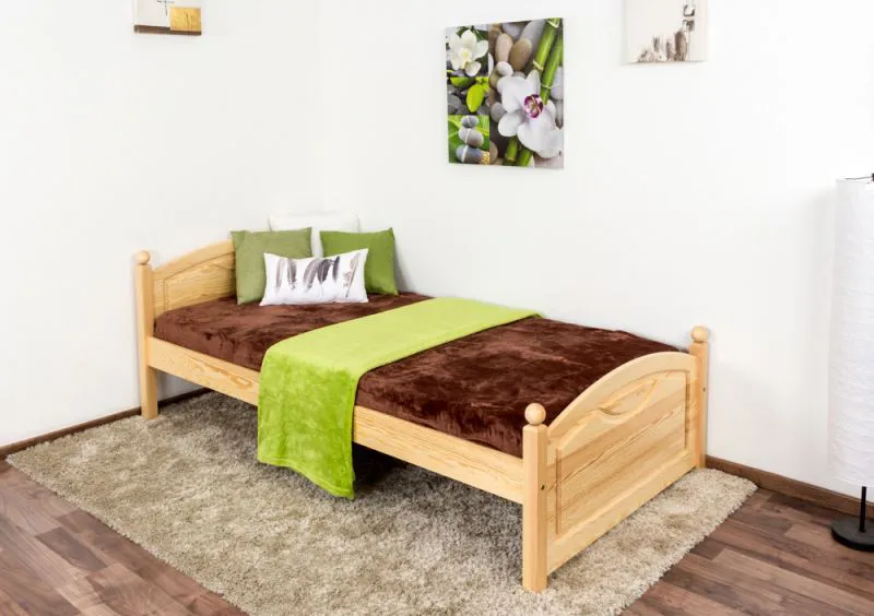 Letto singolo 82, pino massello, naturale, incl. rete a doghe - 100 x 200 cm 