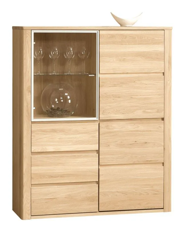 Vetrinetta Jussara 10 | Rovere parzialmente massello | Marrone chiaro | 150 x 124 x 42 cm