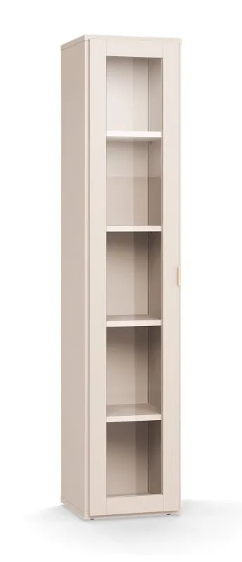 Vetrinetta beige 5 scomparti con LED | Sistema Soft-Close | 39 x 40 x 185 cm | Elegante e funzionale