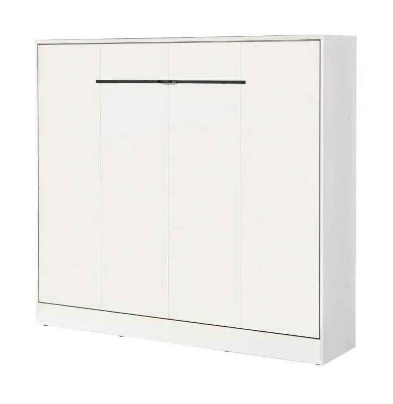 Letto a scomparsa orizzontale | con rete a doghe inclusa | Superficie di riposo 160 x 200 cm | Letto ribaltabile | Letto a muro | Letto matrimoniale | Colore: bianco / nero | 2 ripiani | Nalut 13