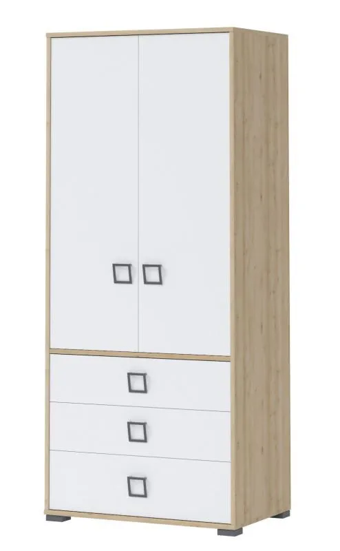 Cameretta - Armadio ad ante battenti "Benjamin" 13, faggio / bianco - 198 x 84 x 56 cm (h x l x p)