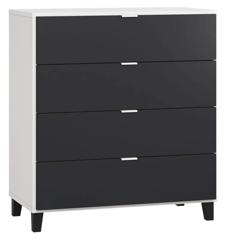 Cassettiera Vacas 07 | Bianco/Nero | 100 x 90 x 47 cm | 4 cassetti | Soft close | LED