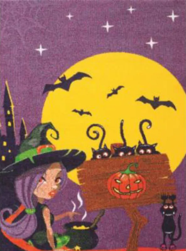 Tappeto XL per bambini 160 x 230 cm | Motivo strega | Colore lilla | Morbido e pratico