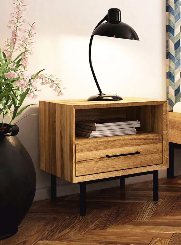 Comodino Kumeu 05 in rovere selvatico massiccio oliato - Dimensioni: 50 x 51 x 40 cm (A x L x P)